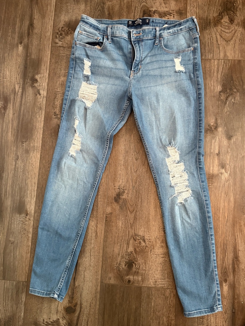 Hollister Mid-Rise Super Skinny Distressed Jeans